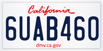 CA license plate 6UAB460