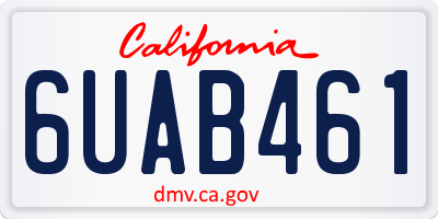 CA license plate 6UAB461