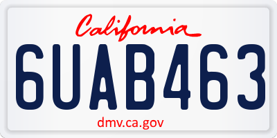 CA license plate 6UAB463