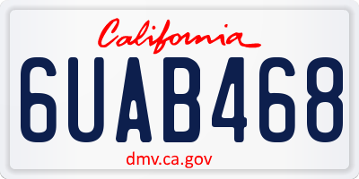 CA license plate 6UAB468
