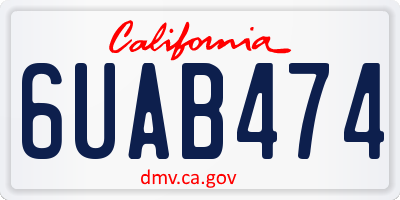 CA license plate 6UAB474