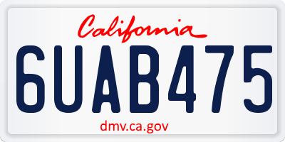 CA license plate 6UAB475