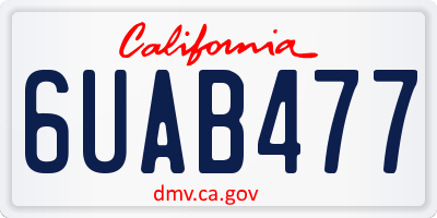 CA license plate 6UAB477