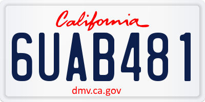 CA license plate 6UAB481