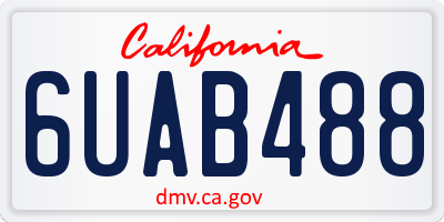 CA license plate 6UAB488