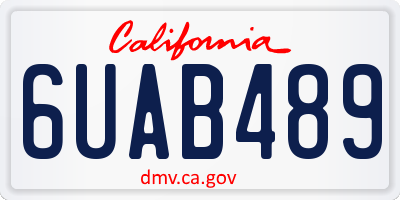 CA license plate 6UAB489