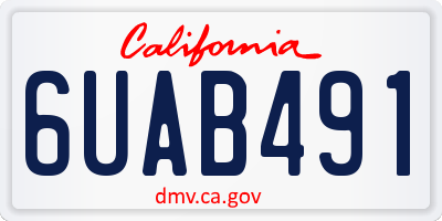 CA license plate 6UAB491