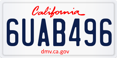 CA license plate 6UAB496
