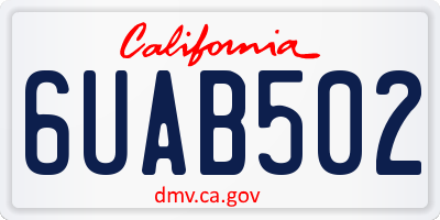 CA license plate 6UAB502