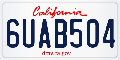 CA license plate 6UAB504