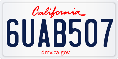 CA license plate 6UAB507