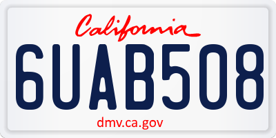 CA license plate 6UAB508