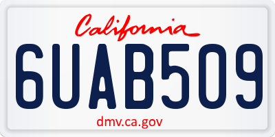 CA license plate 6UAB509