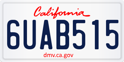 CA license plate 6UAB515