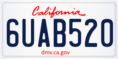 CA license plate 6UAB520