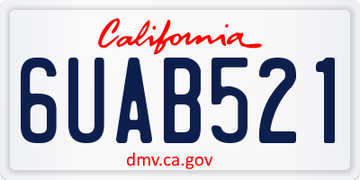 CA license plate 6UAB521