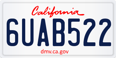 CA license plate 6UAB522