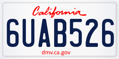CA license plate 6UAB526