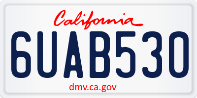 CA license plate 6UAB530