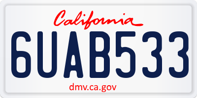 CA license plate 6UAB533