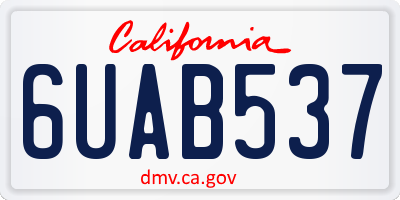 CA license plate 6UAB537
