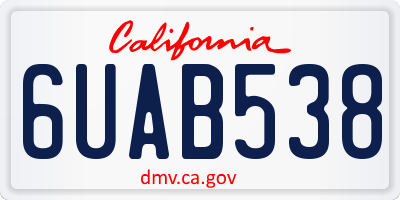 CA license plate 6UAB538