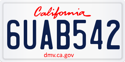 CA license plate 6UAB542