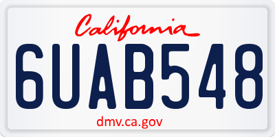 CA license plate 6UAB548