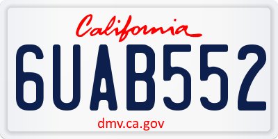 CA license plate 6UAB552
