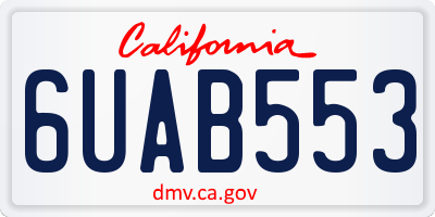 CA license plate 6UAB553