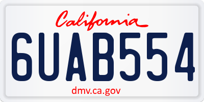 CA license plate 6UAB554