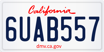 CA license plate 6UAB557