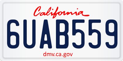 CA license plate 6UAB559