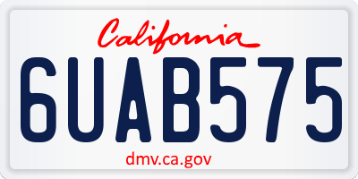 CA license plate 6UAB575