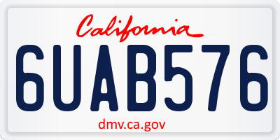 CA license plate 6UAB576