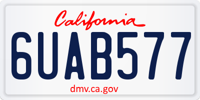 CA license plate 6UAB577