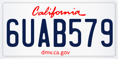 CA license plate 6UAB579