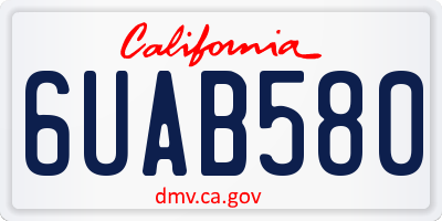 CA license plate 6UAB580