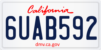 CA license plate 6UAB592