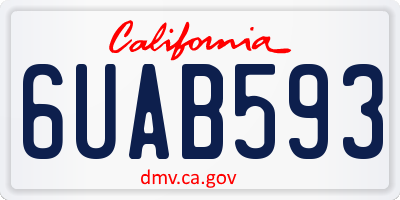 CA license plate 6UAB593