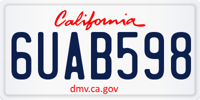 CA license plate 6UAB598