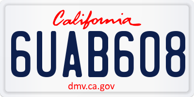 CA license plate 6UAB608