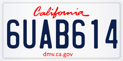 CA license plate 6UAB614