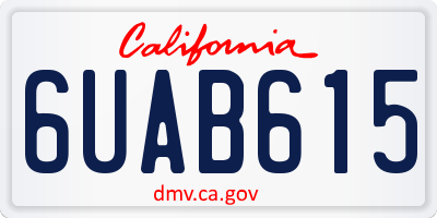 CA license plate 6UAB615
