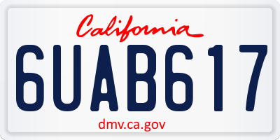 CA license plate 6UAB617