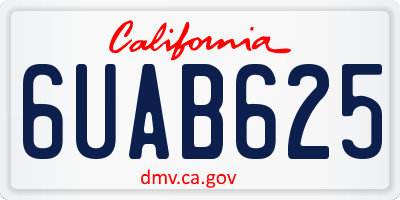 CA license plate 6UAB625
