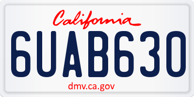 CA license plate 6UAB630