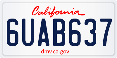 CA license plate 6UAB637