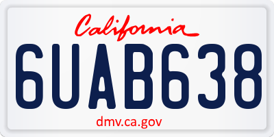 CA license plate 6UAB638