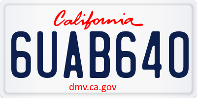 CA license plate 6UAB640